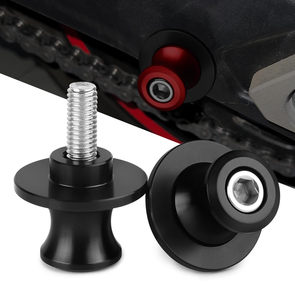 2 Pezzi Nottolini Cavalletto Moto 6mm In Alluminio CNC - Universali Per Forcellone Posteriore (Rosso)