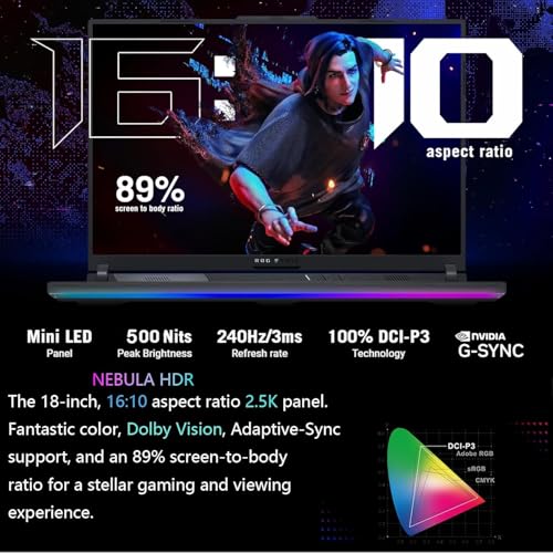 Image of ASUS ROG Strix G18 Gaming Laptop - 18 inch 240Hz WQXGA Display, Intel 24-Core i9-14900HX, RTX 4080, 64GB DDR5, 8TB SSD, Backlit Keyboard, Windows 11 Pro, Microsoft Office Lifetime, USB Hub