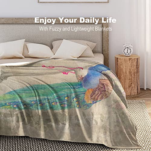 Couverture de voyage en flanelle motif paon plaid canapé lit camping 152x203 cm - 3