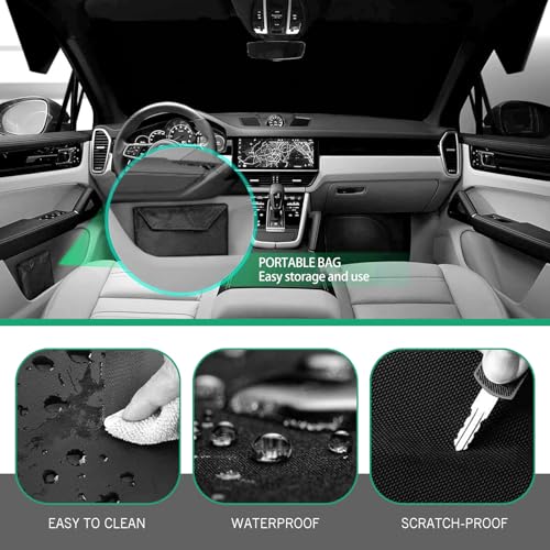 Image of 1 PC Car Windshield Cover, 75 inch x 47.25 inch 600D Oxford Fabric Windshield Frost Cover, Water and Heat and Sag-Proof Car Anti-Theft Cover, Universal for Most Cars (Black)