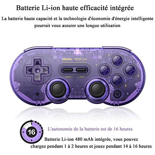 Manette de Jeu Bluetooth 8BitDo SN30 Pro pour PC Windows Android et Switch - 5