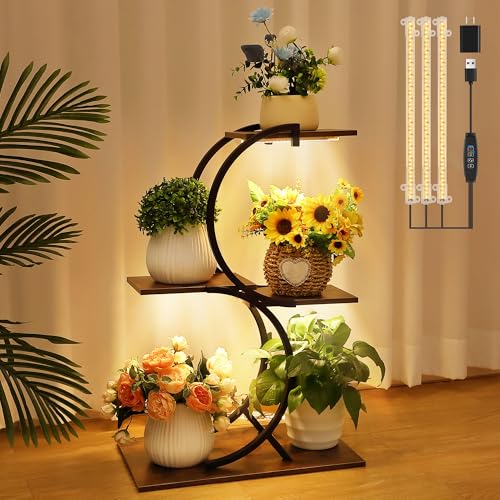 3 Tier Plant Stand with Grow Light for Indoor Plants