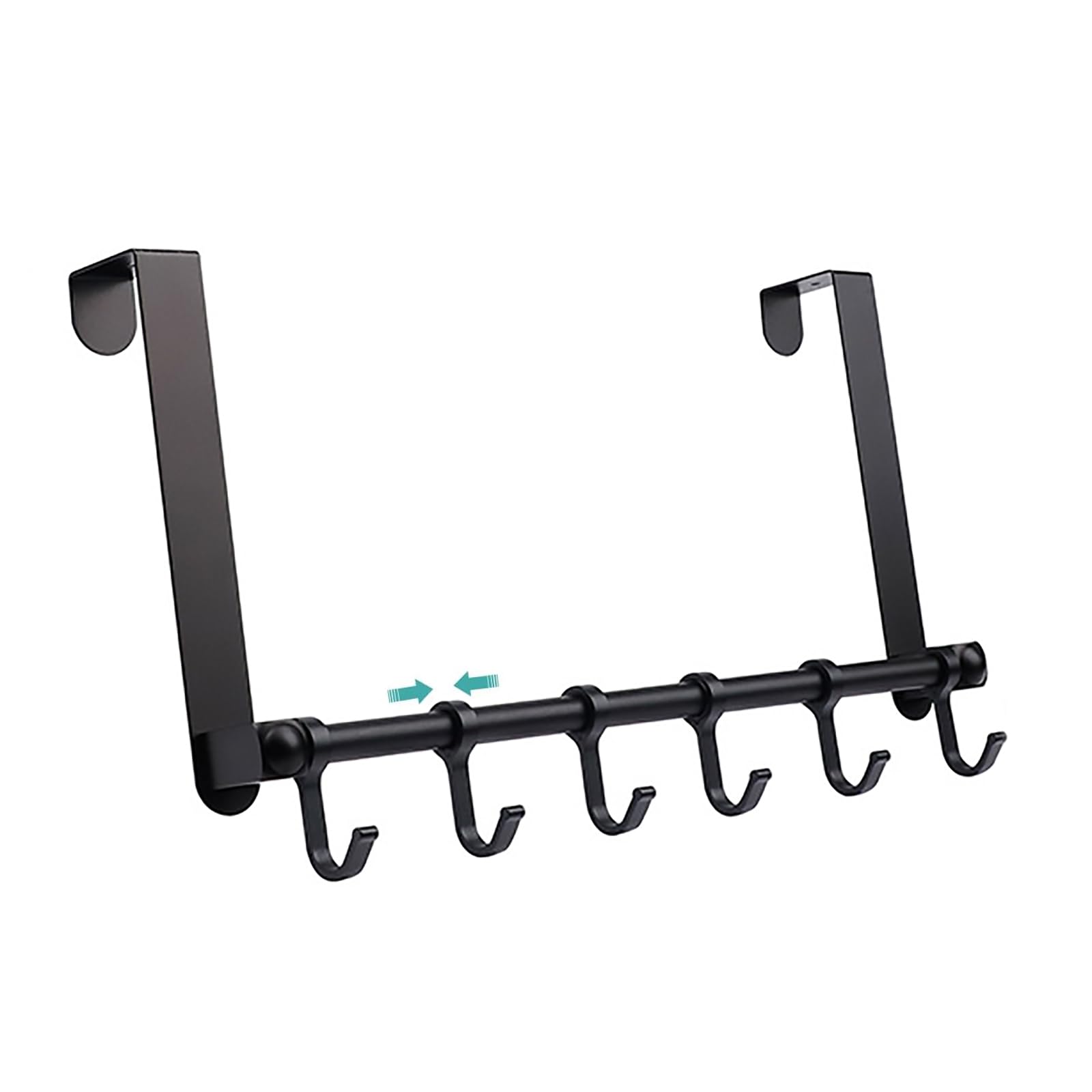 MIAOLLUN Over The Door Hooks Hanger, Moving 6-Hooks, Heavy Duty Over The Door Hanger, Over Door Towel Rack,Door Coat Hanger, Upgraded Long Arms for Bathroom Accessories,Black