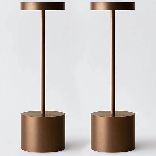 Barryca Lámpara de mesa LED recargable inalámbrica funciona con pilas lámpara de escritorio USB de metal luz portátil regulable para exteriores para