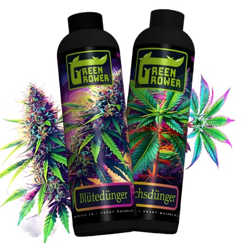 Green Grower First Grow Starterset, Cannabis Dünger und Pflegeprodukte Set für maximale Blütenbildung, Made in Germany (2x 0,5L)