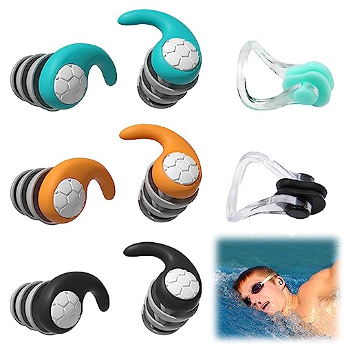 3Pares Tapones Oidos Natación Adulto,Impermeables Reutilizables Tapones para los Oídos con Caja,Tapones Oidos de Silicona Reutilizables Impermeable para Ducharse,Surfear y Otros Deportes Acuáticos