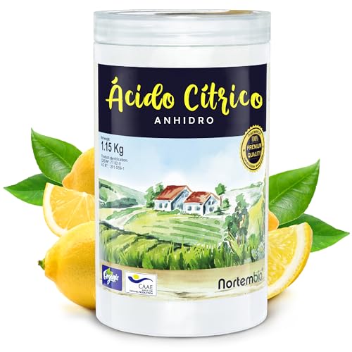 Nortembio Ácido Cítrico 1,15 kg - Ácido Cítrico Anhidro Concentrado 100 % Puro Certificado – Limpieza Doméstica Multiusos – eBook Incluido