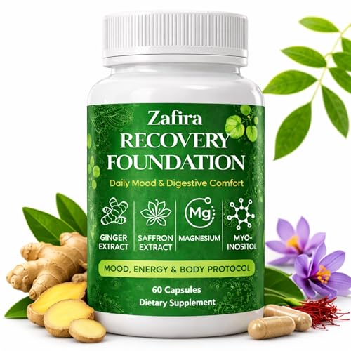 DYDUON Zafira Organics Recovery Foundation Capsules Mental Clarity Hair & Mood Support Natural Herbal Formula with Saffron Extract Ginger Extract L-Theanine Myo-Inositol Non-GMO 60 Capsules