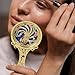 OSOLADY Handheld Vintage Makeup Mirror and Comb Set Portable Alloy Mini Cosmetic Vanity Mirror with Floral Pattern Foldable for Women and Random Style