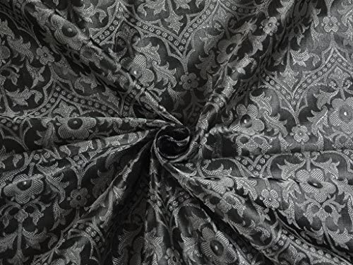 Tissu de brocart de soie gris élégant pour haute couture BRO262