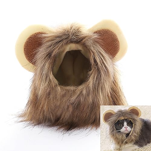 Pet Costume,Lion Mane Wig for Cat Puppy GOG Costume Pet Adjustable Washable Comfortable Fancy Lion Hair Cat Clothes Dress for Halloween Christmas Easter Festival Party Activity,11 Inch