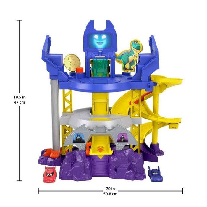 Fisher-Price DC Batwheels Toy Car Race Track Playset, Launch & Race Batcave with Lights & Sounds, Bam The Batmobile & Redbird Vehicles, Ages 3+ Years