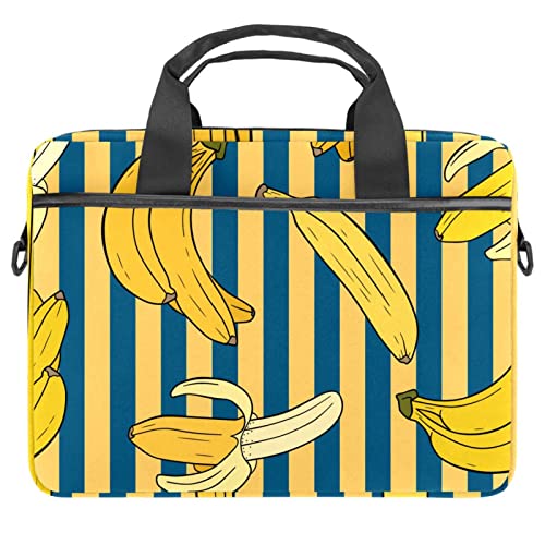 Sacoche ordinateur 13 à 14.5 pouces à motif rayé banane jaune et marine