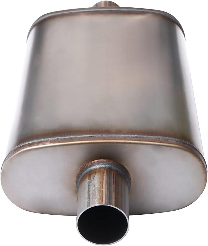 Silencioso esportivo Floshine em aço inoxidável 409, fluxo direto, entrada e saída central de 7,62 cm – 1 unidade