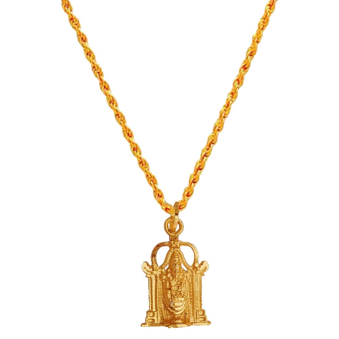 Religious Lord Triupathi Balaji Pendant Chain Gold Brass Pendant For Men And Women