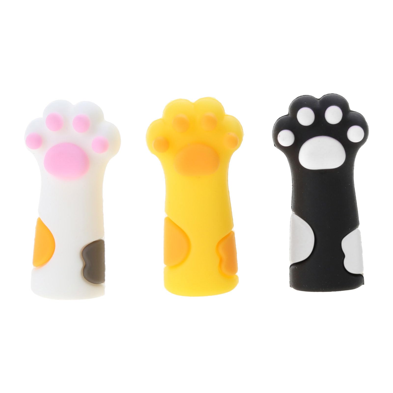 Baodss 3Pieces Cartoon Cats Claws Pencil Caps Chewing-proof Silicone Pencil Tip Protectors Covers for Class Reward