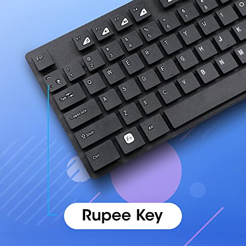 Image of Zebronics Zeb-Companion 102 Wireless Keyboard and Mouse Combo, 104 Keys /Rupee Key, 1200 DPI Optical Sensor Mice, USB Nano Receiver