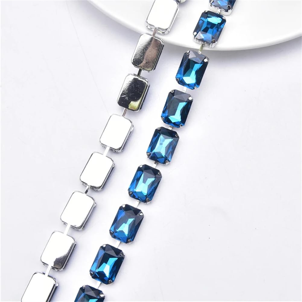 Ruban strass bleu zircon à coudre pour personnaliser vos robes de soirée et vestes tendances