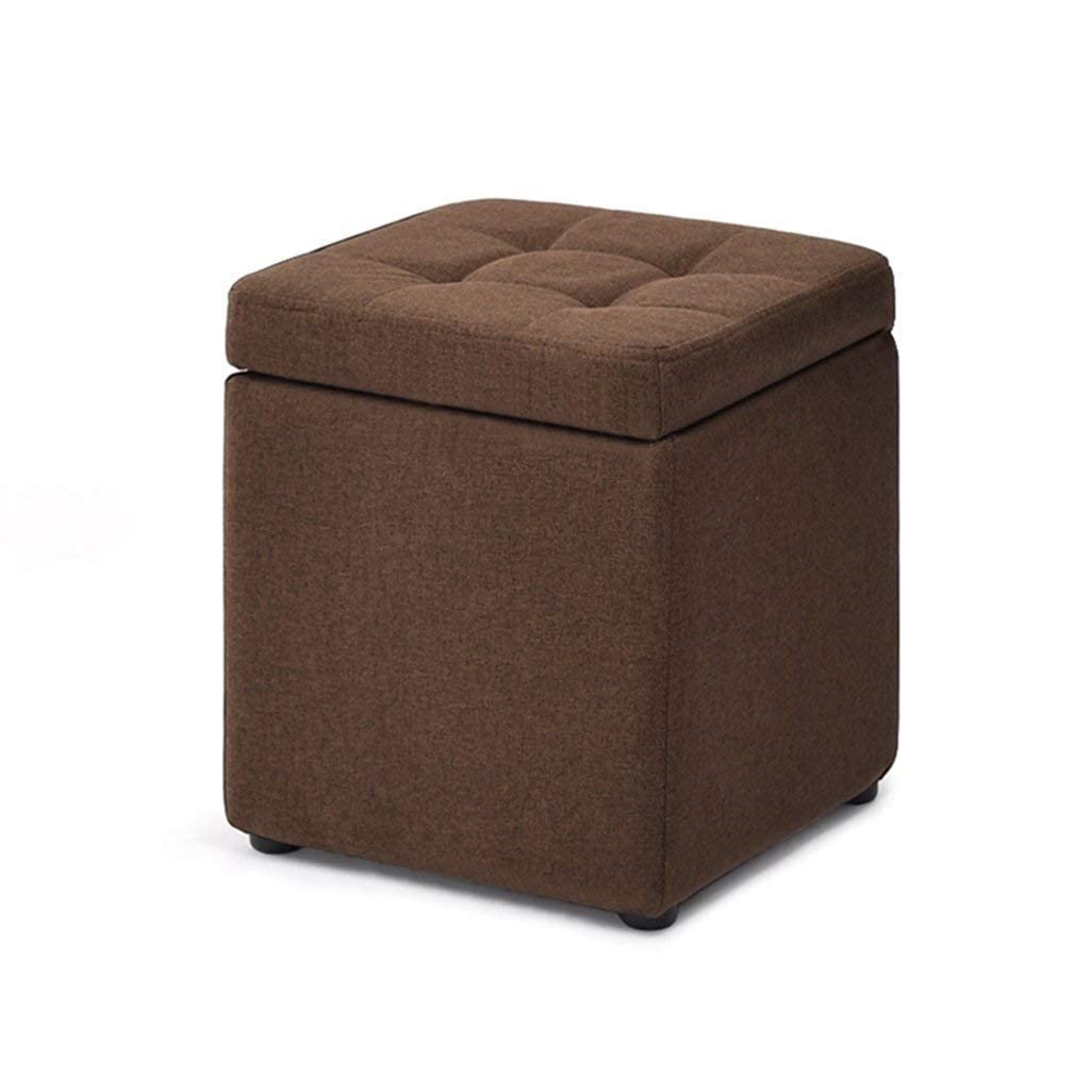 Repose-pieds canapé marron avec coffre rangement lin détachable