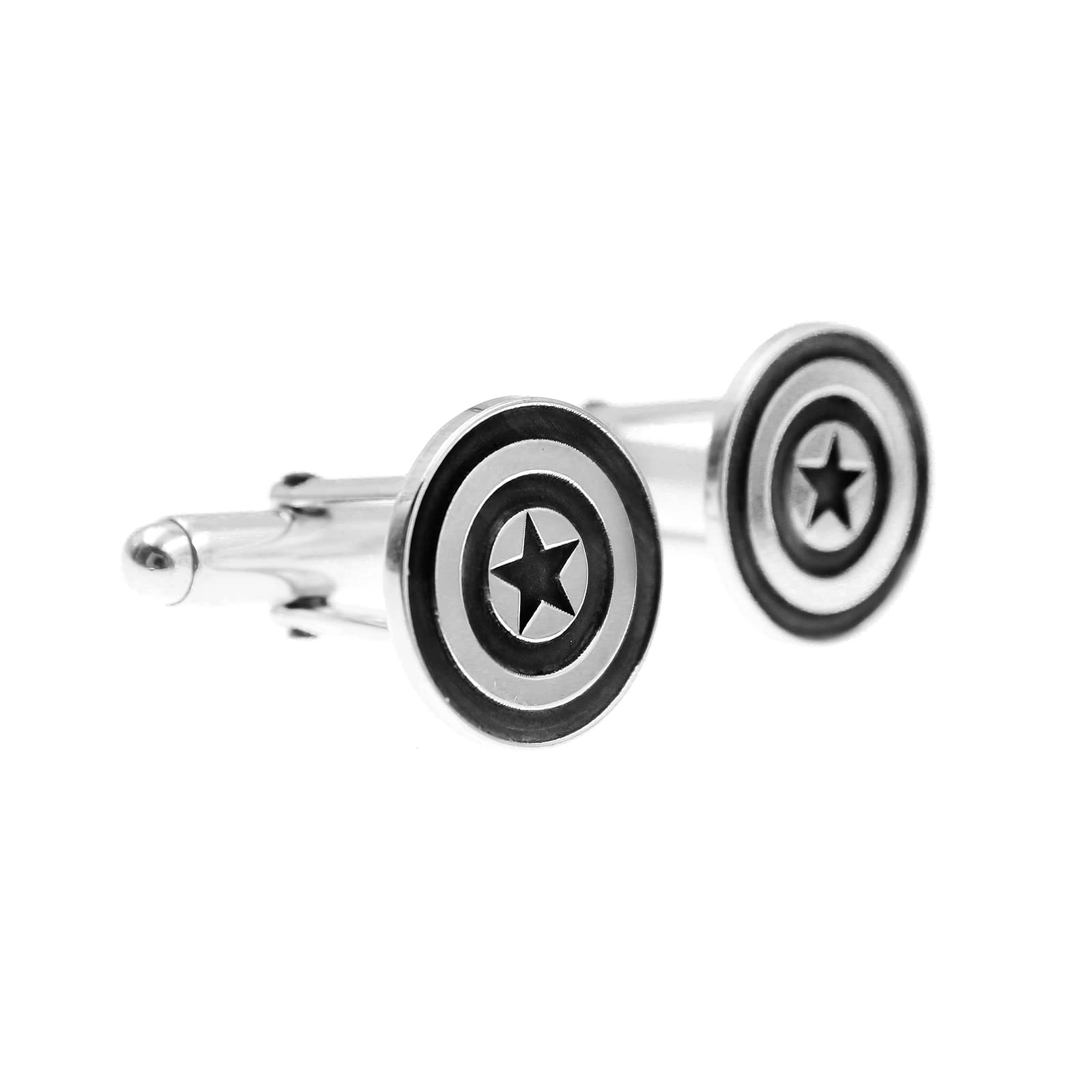 Mi Joya Personalizada Mi Joya Personalizada - Gemelos Escudo Capitán América Plata de Ley - Gemelos Originales Para Camisas - Para Hombres y Niños - Regalos Para Bodas, Comuniones, Bautizos