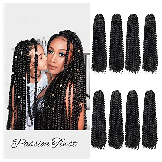 8 Packs Passion Twist Crochet Hair 18 Inch Water Wave Braids for Crochet Passion Twist Braiding Hair Long Bohemian Locs Hair Extensions (18 Inch, 1B)
