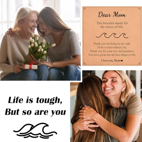 Image of Wave Bracelet Gifts for Mom Grammy Nana Boss Lady Best Friends Sister Daughter Granddauhgter Niece, Christmas Birthday Easter Valentines Day Graduation Gifts for Women Her Girls