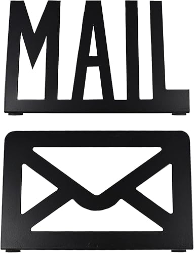 Miniatura 8 de Soporte para cartas de escritorio, diseño de dos caras, soporte de metal negro para cartas de correo, clasificador de letras para oficina en casa,