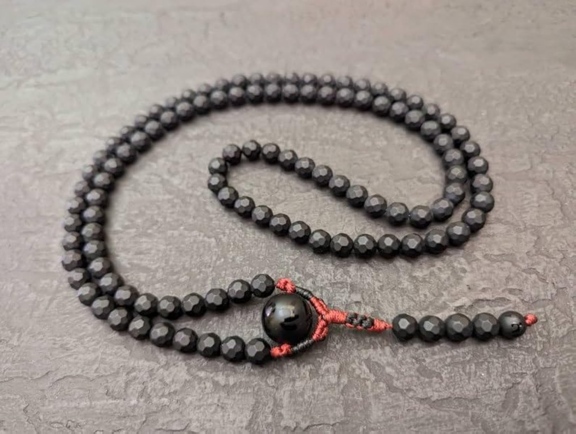Natural Black Onyx 108+1 Beaded Handmade Prayer Mala Necklace