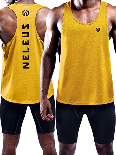 Image of NELEUS Men's 3 Pack Dry Fit Y-Back Muscle Tank Workout Gym Shirt