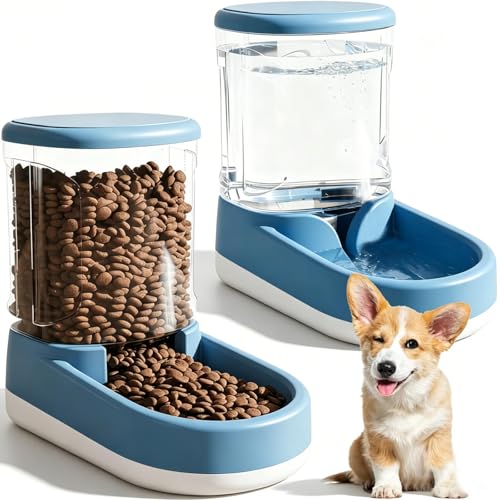 Frutilexia 2 Pezzi 3.8 L Distributore Automatico Cibo Gatti e Cani, Dispenser Acqua Gatti e Dispenser Crocchette Gatto, Dispenser Cibo Gatto, Alimentatore per Cani di Taglia Piccola e Media