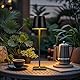 Pearlstar Solar Tischlampe Kabellos Akku Tischleuchte Outdoor, 2 Lademöglichkeiten, 4 Farbtemperaturen Dimmbar, Tragbare LED Schwarz Tischlampe USB Aufladbar für Esszimmer, Schlafzimmer, Außenbereiche