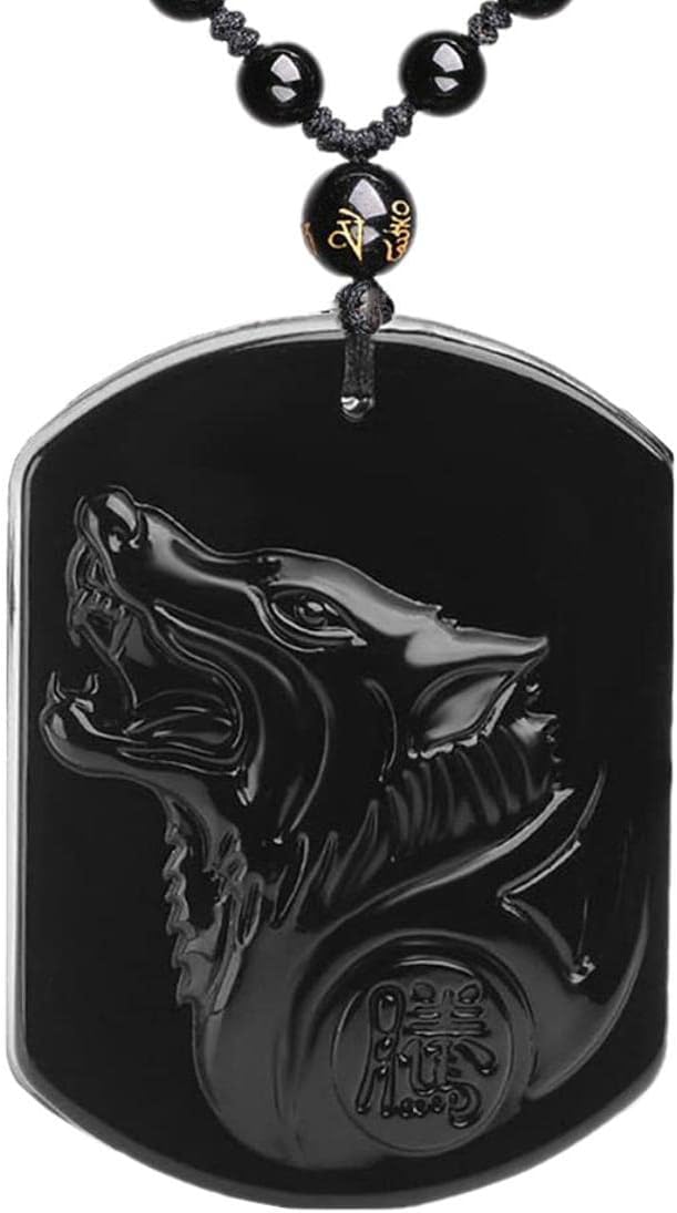 Black Obsidian Necklace Lucky Amulet Protection Pendant with Extended Bead Chain Healing Crystal Stone Talisman Necklaces Jewelry