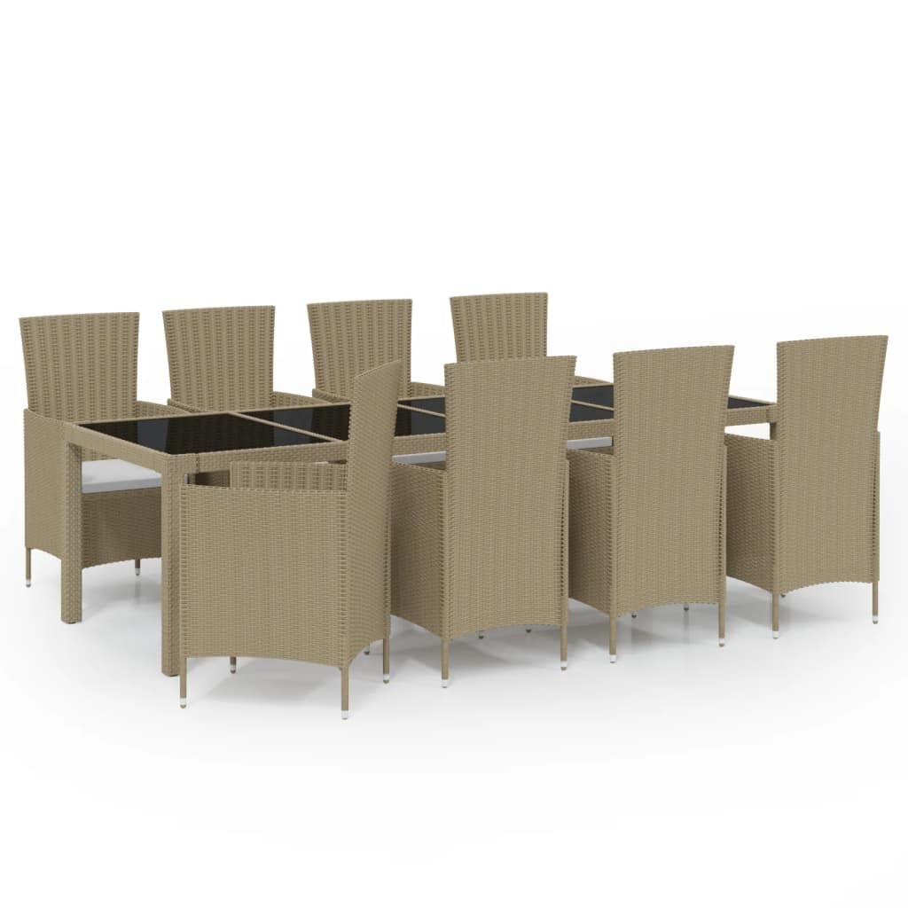 (similar item ,incomplete Box 1 of 4 ) vidaXL Patio Dining Set 11 Piece with Cushions Garden Outdoor Terrace Balcony Dining Table and Chair Seat Seating Furniture Poly Rattan Beige