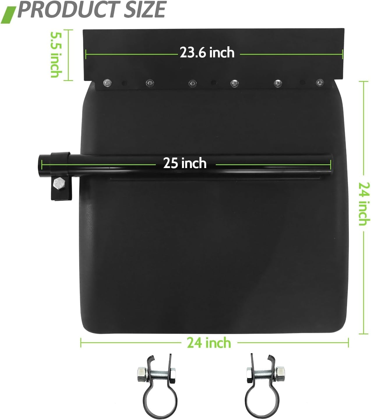 LEAVAN 24x24 Black Plastic Quarter Fenders For Semi Trucks - Set Of 2 (Front)