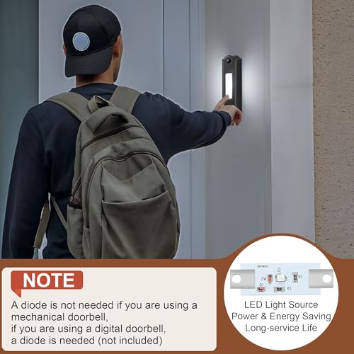 Botón pulsador LED para timbre de puerta con cable de pared 8