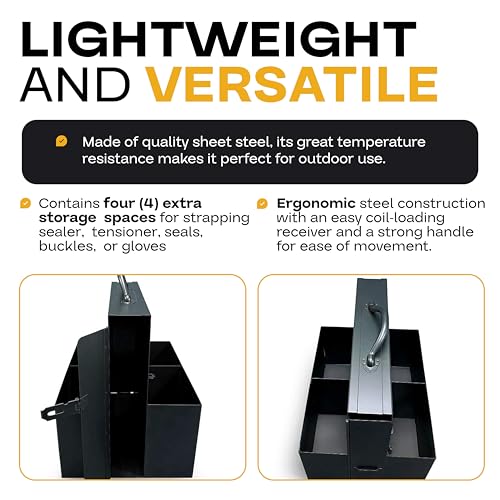 Image of IDL Packaging Strapping Cart & Dispenser for Steel, PET & PP Mini Coils | CA-920 for All Types of Mini Strapping Coils - Multi-Functional Box /Case - Spacious Storage Tray for Tools, Seals & Gloves