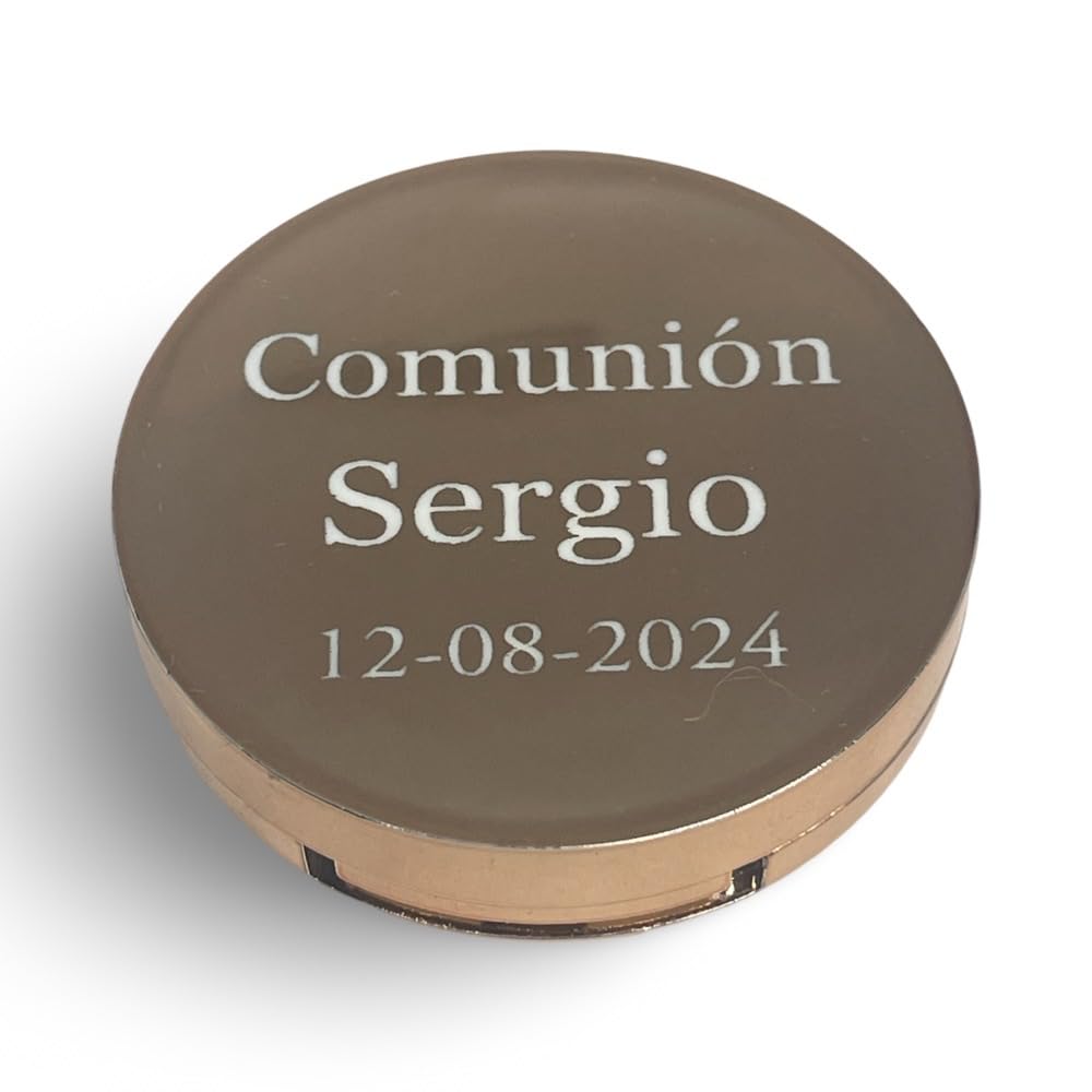 Regalo Grabado - 25 Balsamos Labial Personalizados | con Espejo | bálsamo labial boda, Comunion, Bautizo | Aroma a Vainilla | Certificado 94/62/EC y GMP | Unidades (25)
