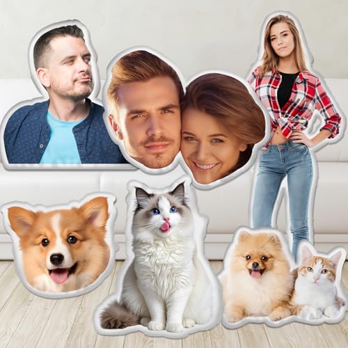Custom Pillow Customized Face Shaped Pillow Personalized Dog Cat Pet Pillow Customizable Customize Photo Picture Stuffed Animal Pillow Memorial Gifts Double Sided Print