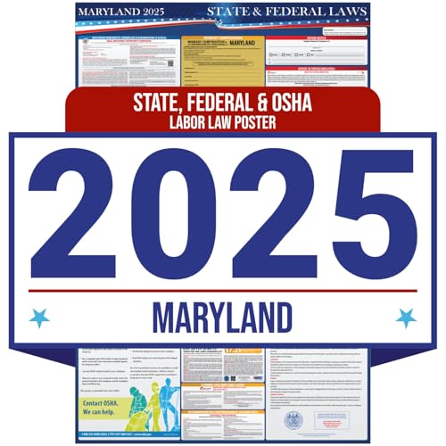 2025 maryland state and federal labor law poster - osha workplace compliant - mandatory regulations posting for employees - all in one required compliance posting 1634 x 4034 - laminated