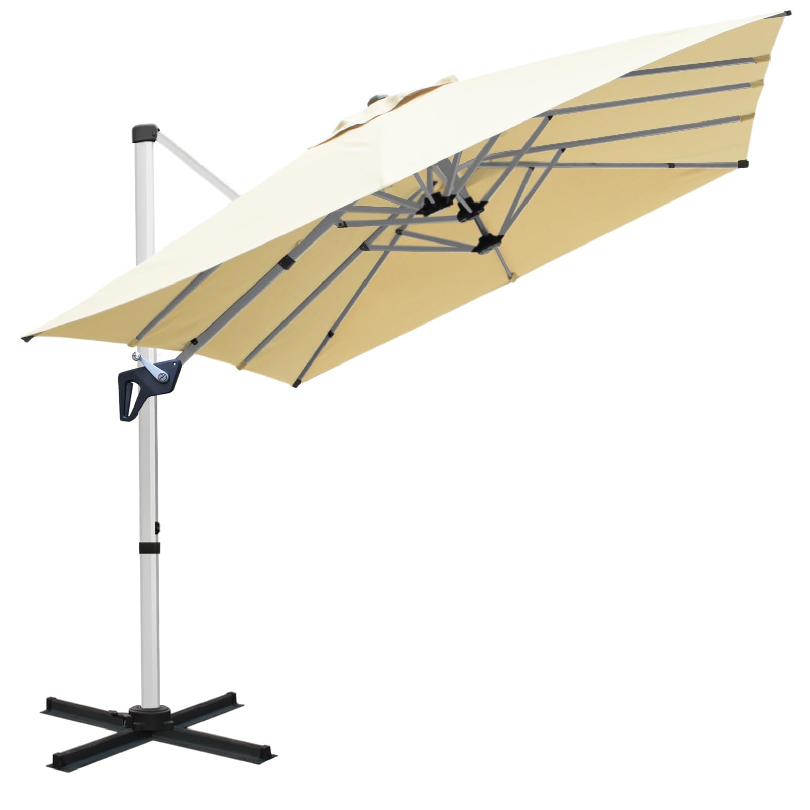 RANSENERS Ampelschirm Rechteckig 400 x 240cm, Doppelsonnenschirm, Drehbar 360°, Neigbar 0°-90°, Extra-Dicker Gewebe, UV50+, für Garten, Terasse, Cafe, im Freien