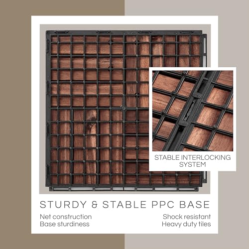 THYOI Premium Acacia Wood Interlocking Deck Tiles, Brown #TOP9