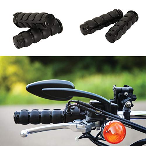 Innoglow Motorcycle Handlebar Grips 7/8" Molded Rubber Black Hand Grips Fits For Cruisers Choppers Harley Davidson Suzuki Kawasaki Yamaha Honda #TOP5