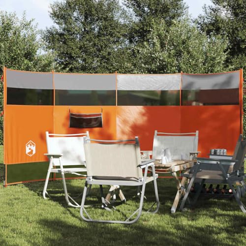 GeenYuu Paravientos de camping naranja 366 x 152 x 152 cm impermeable con ventanas de malla y piquetas de metal, plegable, portátil, para playa, jardín, exterior, pícnic, terraza, balcón, festival