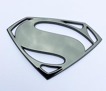 Fan Emblems Superman 3D Car Badge - Batman v Superman Dawn of Justice Logo Black Chrome
