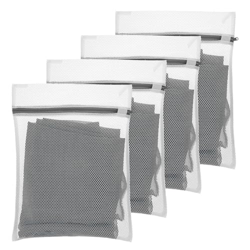 4 bolsas de malla para la colada delicadas, pequeñas, 30 x 20 cm, red de lavandería, ropa delicada, de viaje, para lavadora, con cremallera, para ropa interior, lencería