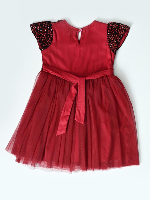Image of mini mama Girl's Polyester Modern Knee-Length Dress
