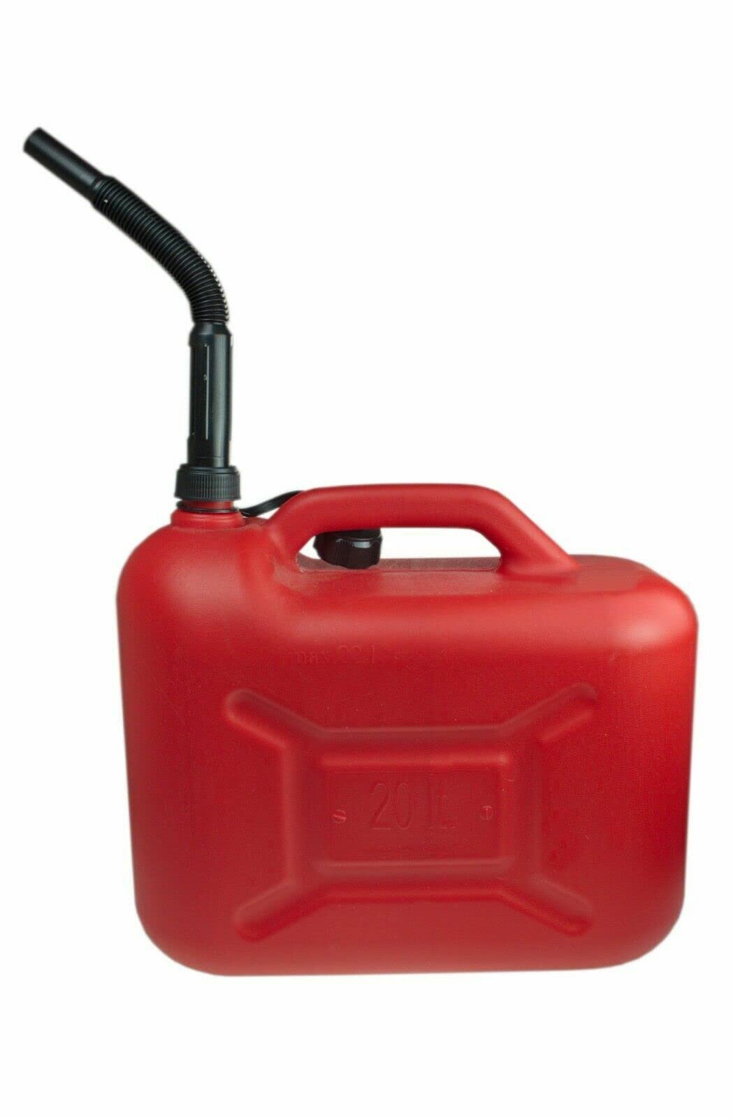 2X Benzinkanister 20 Liter, SET Kunststoff Kraftstoffkanister für Benzin und Diesel mit Hahn, Reservekanister - Rot/Schwarz