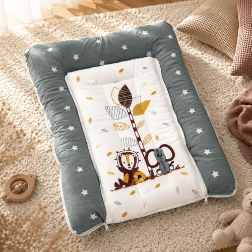 Image of 3 in 1 Baby Sleeping Bag & Carry Nest for Newborn, Portable Bamboo Cotton for 0-6 Months Infants, Holding Set, Soft & Lightweight (Jungle Tribe)