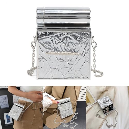Sac de rangement d'énergie moderne en acrylique argenté avec chaîne bandoulière téléphone - 2