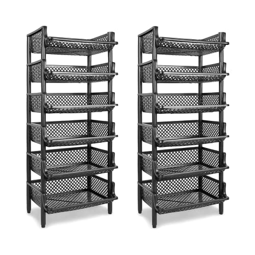 ARTECSIS Lot de 2 Étagères de Rangement en Plastique 6 Niveaux / 120x50x40cm, Noir